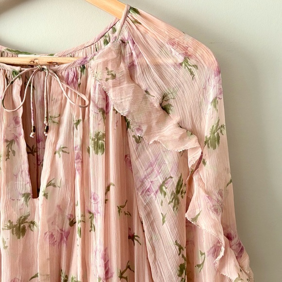 Ulla Johnson Silk Ruffle Dress in Rosewater Floral — Size 10 - Picture 7 of 10